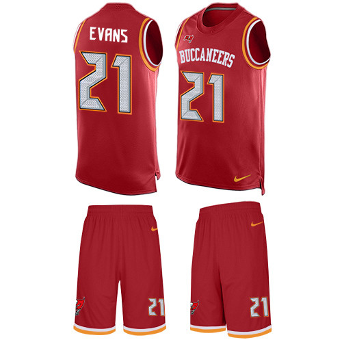 Men's Nike Tampa Bay Buccaneers #21 Justin Evans Limited Red Tank Top Suit NFL Jersey