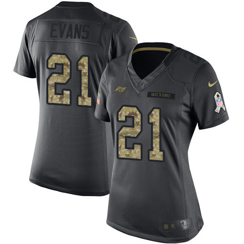 Women's Nike Tampa Bay Buccaneers #21 Justin Evans Limited Black 2016 Salute to Service NFL Jersey