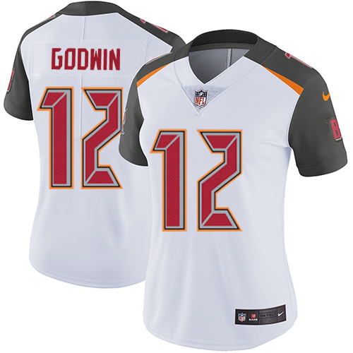 Women's Nike Tampa Bay Buccaneers #12 Chris Godwin White Vapor Untouchable Limited Player NFL Jersey