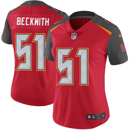 Women's Nike Tampa Bay Buccaneers #51 Kendell Beckwith Red Team Color Vapor Untouchable Elite Player NFL Jersey