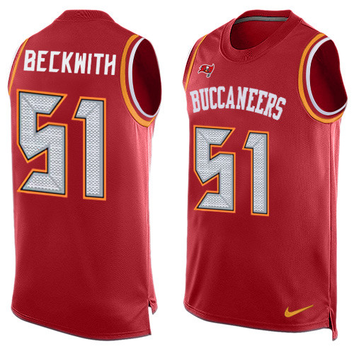 Men's Nike Tampa Bay Buccaneers #51 Kendell Beckwith Limited Red Player Name & Number Tank Top NFL Jersey