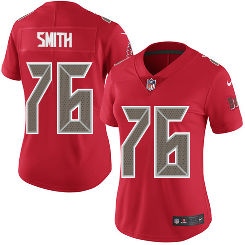 Women's Nike Tampa Bay Buccaneers #76 Donovan Smith Limited Red Rush Vapor Untouchable NFL Jersey