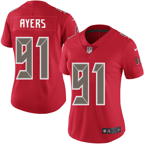Women's Nike Tampa Bay Buccaneers #91 Robert Ayers Limited Red Rush Vapor Untouchable NFL Jersey