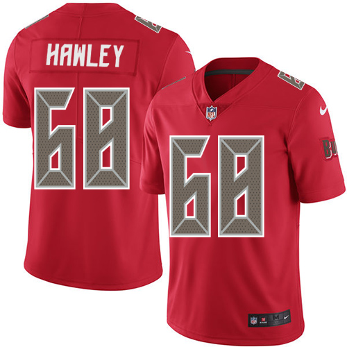 Men's Nike Tampa Bay Buccaneers #68 Joe Hawley Elite Red Rush Vapor Untouchable NFL Jersey