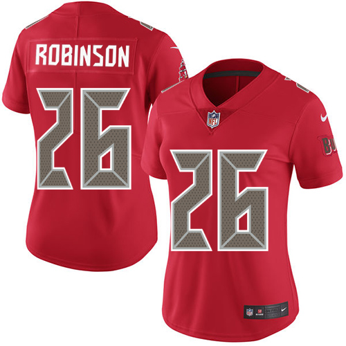 Women's Nike Tampa Bay Buccaneers #26 Josh Robinson Limited Red Rush Vapor Untouchable NFL Jersey