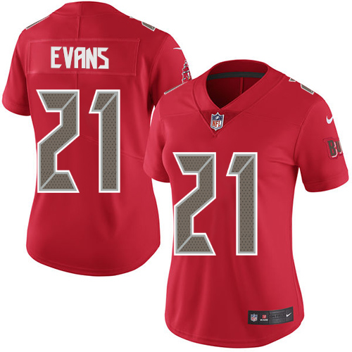 Women's Nike Tampa Bay Buccaneers #21 Justin Evans Limited Red Rush Vapor Untouchable NFL Jersey