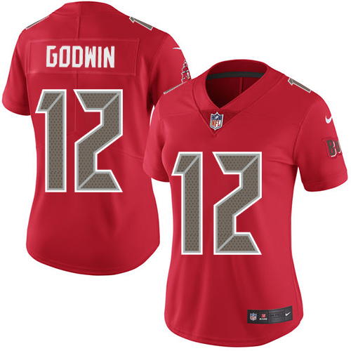 Women's Nike Tampa Bay Buccaneers #12 Chris Godwin Limited Red Rush Vapor Untouchable NFL Jersey