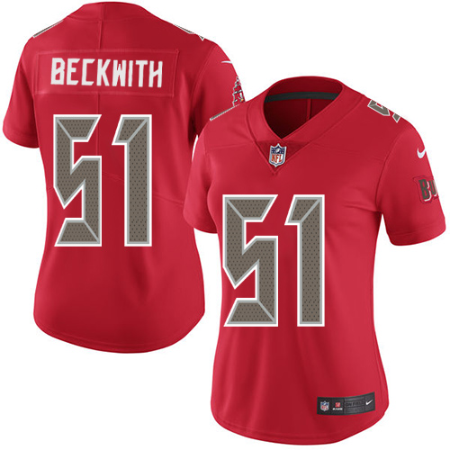 Women's Nike Tampa Bay Buccaneers #51 Kendell Beckwith Limited Red Rush Vapor Untouchable NFL Jersey