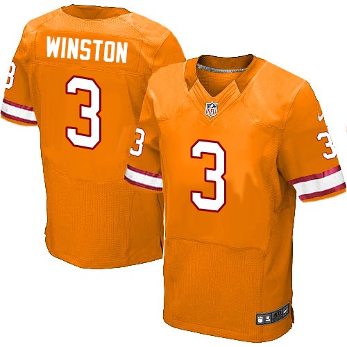 Men's Nike Tampa Bay Buccaneers #3 Jameis Winston Elite Orange Glaze Alternate NFL Jersey