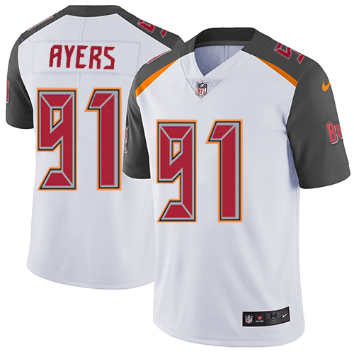 Men's Nike Tampa Bay Buccaneers #91 Robert Ayers White Vapor Untouchable Limited Player NFL Jersey