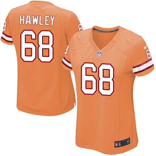 Women's Nike Tampa Bay Buccaneers #68 Joe Hawley Elite Orange Glaze Alternate NFL Jersey