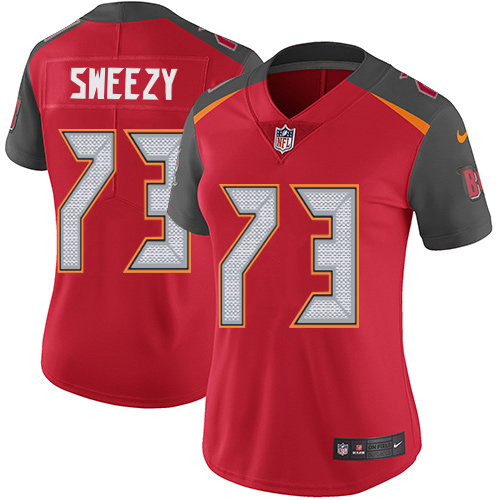 Women's Nike Tampa Bay Buccaneers #73 J. R. Sweezy Red Team Color Vapor Untouchable Limited Player NFL Jersey
