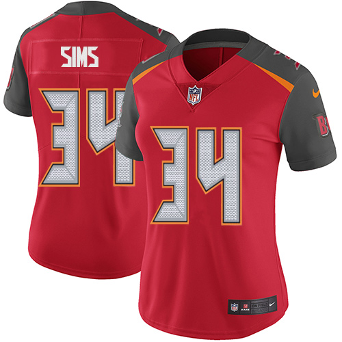Women's Nike Tampa Bay Buccaneers #34 Charles Sims Red Team Color Vapor Untouchable Elite Player NFL Jersey