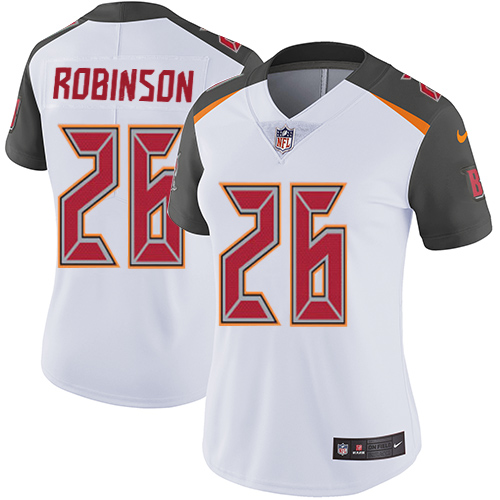 Women's Nike Tampa Bay Buccaneers #26 Josh Robinson White Vapor Untouchable Limited Player NFL Jersey