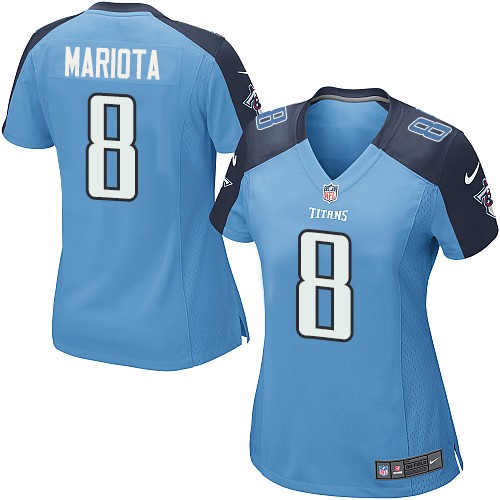 Women's Nike Tennessee Titans #8 Marcus Mariota Game Light Blue Team Color NFL Jersey
