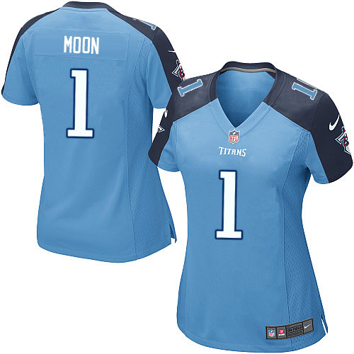 Women's Nike Tennessee Titans #1 Warren Moon Game Light Blue Team Color NFL Jersey
