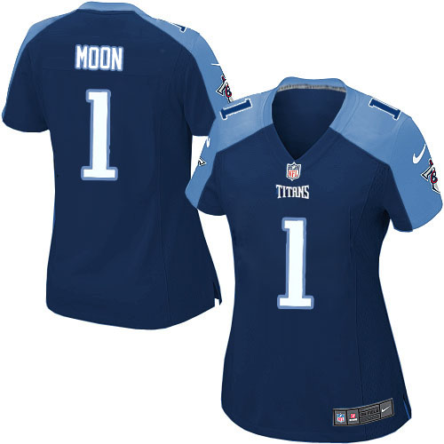 Women's Nike Tennessee Titans #1 Warren Moon Game Navy Blue Alternate NFL Jersey