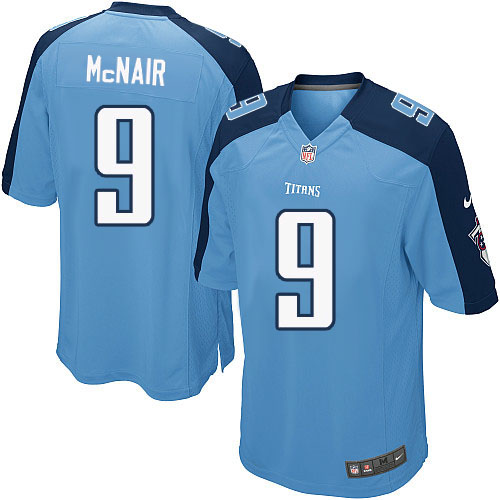 Men's Nike Tennessee Titans #9 Steve McNair Game Light Blue Team Color NFL Jersey