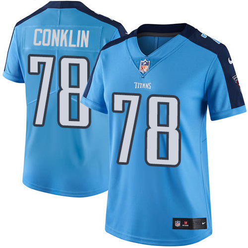 Women's Nike Tennessee Titans #78 Jack Conklin Light Blue Team Color Vapor Untouchable Elite Player NFL Jersey
