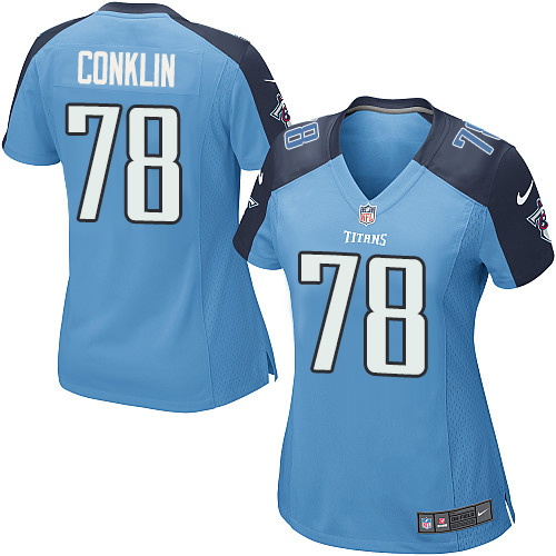 Women's Nike Tennessee Titans #78 Jack Conklin Game Light Blue Team Color NFL Jersey
