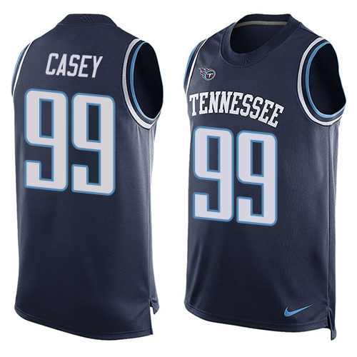 Men's Nike Tennessee Titans #99 Jurrell Casey Limited Navy Blue Player Name & Number Tank Top NFL Jersey