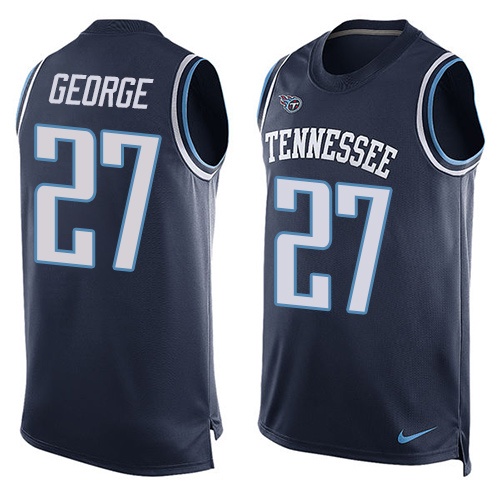 Men's Nike Tennessee Titans #27 Eddie George Limited Navy Blue Player Name & Number Tank Top NFL Jersey