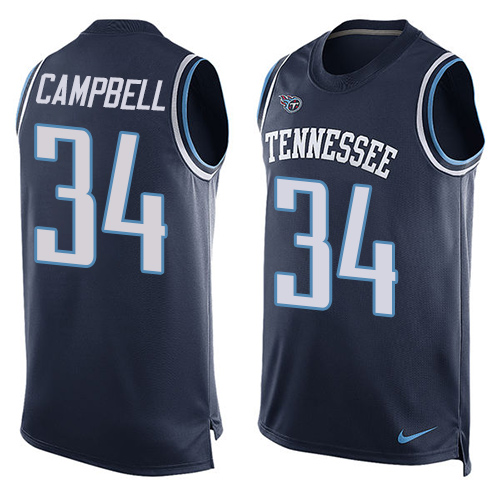 Men's Nike Tennessee Titans #34 Earl Campbell Limited Navy Blue Player Name & Number Tank Top NFL Jersey
