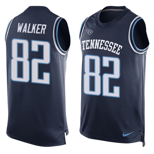 Men's Nike Tennessee Titans #82 Delanie Walker Limited Navy Blue Player Name & Number Tank Top NFL Jersey