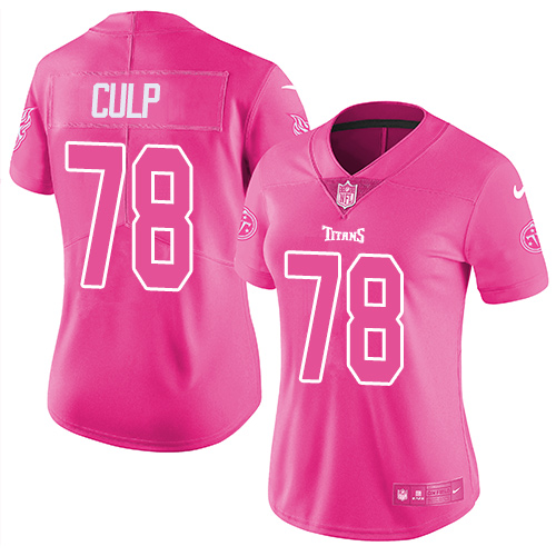 Women's Nike Tennessee Titans #78 Curley Culp Limited Pink Rush Fashion NFL Jersey