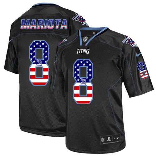 Men's Nike Tennessee Titans #8 Marcus Mariota Elite Black USA Flag Fashion NFL Jersey
