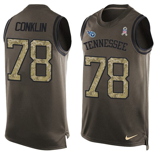 Men's Nike Tennessee Titans #78 Jack Conklin Limited Green Salute to Service Tank Top NFL Jersey