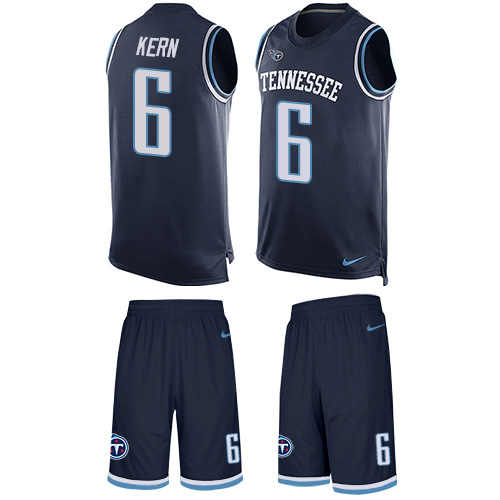 Men's Nike Tennessee Titans #6 Brett Kern Limited Navy Blue Tank Top Suit NFL Jersey