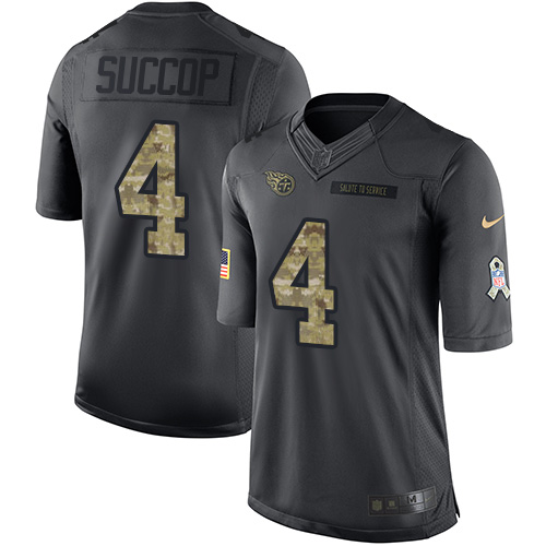 Men's Nike Tennessee Titans #4 Ryan Succop Limited Black 2016 Salute to Service NFL Jersey