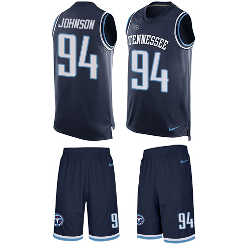 Men's Nike Tennessee Titans #94 Austin Johnson Limited Navy Blue Tank Top Suit NFL Jersey