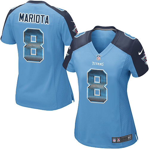 Women's Nike Tennessee Titans #8 Marcus Mariota Limited Light Blue Strobe NFL Jersey
