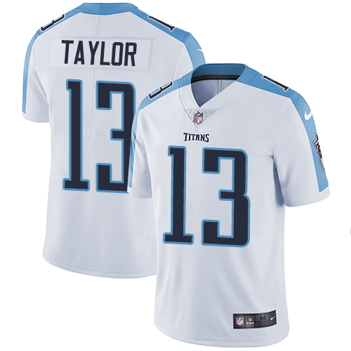 Men's Nike Tennessee Titans #13 Taywan Taylor White Vapor Untouchable Limited Player NFL Jersey