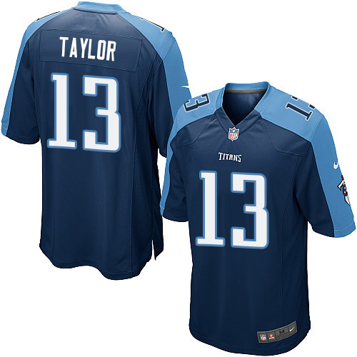 Men's Nike Tennessee Titans #13 Taywan Taylor Game Navy Blue Alternate NFL Jersey