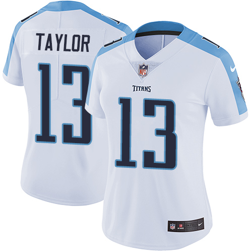 Women's Nike Tennessee Titans #13 Taywan Taylor White Vapor Untouchable Limited Player NFL Jersey