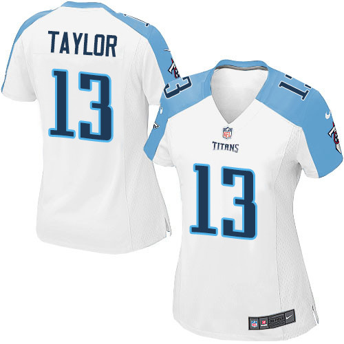 Women's Nike Tennessee Titans #13 Taywan Taylor Game White NFL Jersey