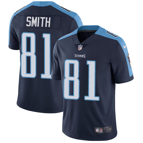 Men's Nike Tennessee Titans #81 Jonnu Smith Navy Blue Alternate Vapor Untouchable Limited Player NFL Jersey