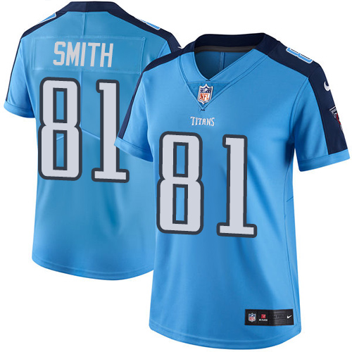 Women's Nike Tennessee Titans #81 Jonnu Smith Light Blue Team Color Vapor Untouchable Elite Player NFL Jersey