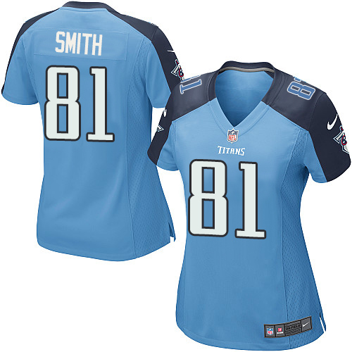 Women's Nike Tennessee Titans #81 Jonnu Smith Game Light Blue Team Color NFL Jersey