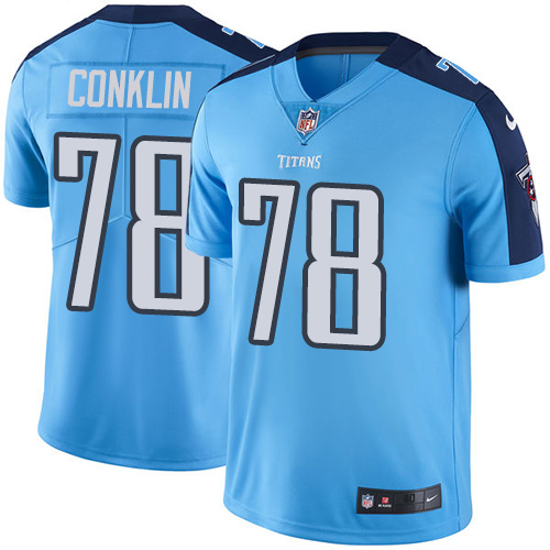 Men's Nike Tennessee Titans #78 Jack Conklin Elite Light Blue Rush Vapor Untouchable NFL Jersey