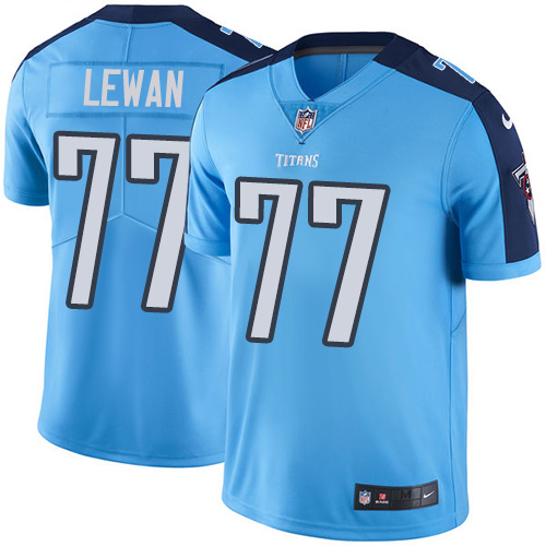Men's Nike Tennessee Titans #77 Taylor Lewan Limited Light Blue Rush Vapor Untouchable NFL Jersey