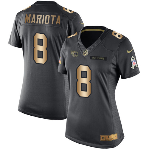 Women's Nike Tennessee Titans #8 Marcus Mariota Limited Black/Gold Salute to Service NFL Jersey