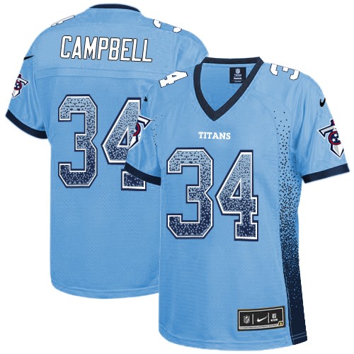 Women's Nike Tennessee Titans #34 Earl Campbell Elite Light Blue Drift Fashion NFL Jersey