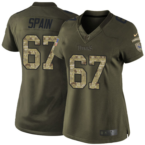 Women's Nike Tennessee Titans #67 Quinton Spain Limited Green Salute to Service NFL Jersey