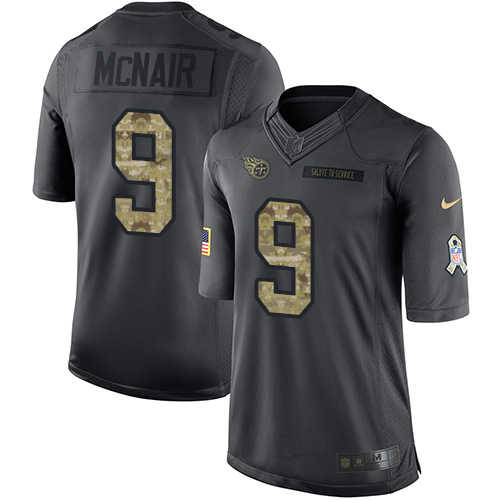 Men's Nike Tennessee Titans #9 Steve McNair Limited Black 2016 Salute to Service NFL Jersey