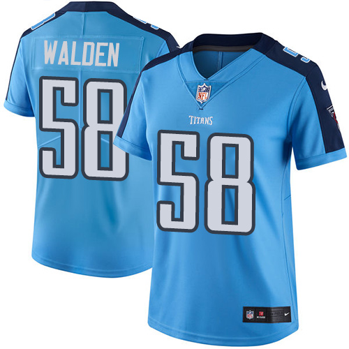 Women's Nike Tennessee Titans #58 Erik Walden Limited Light Blue Rush Vapor Untouchable NFL Jersey