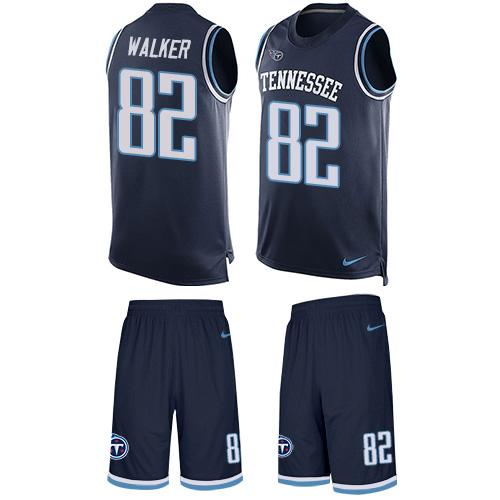 Men's Nike Tennessee Titans #82 Delanie Walker Limited Navy Blue Tank Top Suit NFL Jersey